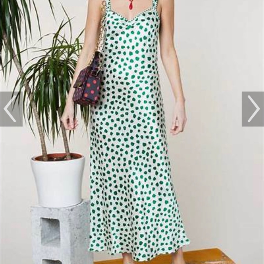 RIXO Green Polka Dot Dress